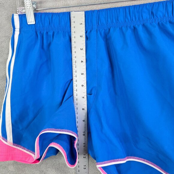 Womens Adidas Blue Pink White Climalite Shorts Athletic Polyester 4" Inseam M - Picture 6 of 13